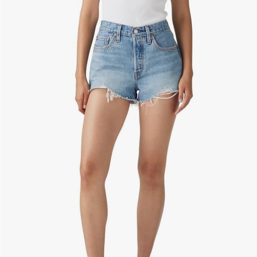 Levi's 501 Women's button fly Jean Shorts (color Switch Stitch) EUC